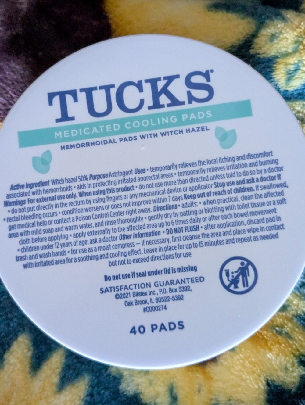 TUCKS Medicated Cooling Pads - White & Teal Packaging